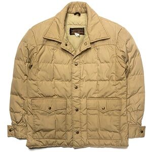 Vintage 70’s Eddie Bauer Tan Premium Goose Down Quilted Puffer Jacket USA Medium